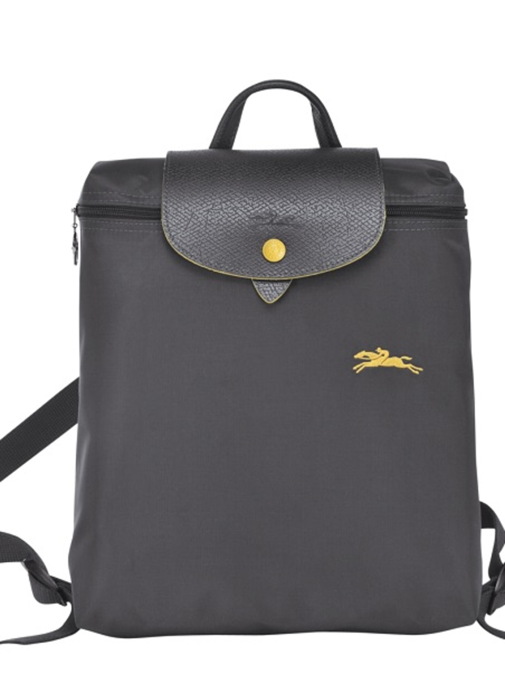 Longchamp Charcoal Gray Backpack with Gold Accent